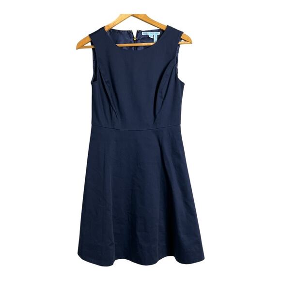 Draper James Fit & Flare Navy Blue Sleeveless Dress 4 Preppy Twee Career - Picture 1 of 6